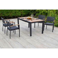 GARTENTISCHGRUPPE beschichtet Aluminium  - Graphitfarben/Grau, KONVENTIONELL, Kunststoff/Textil - Gardenson