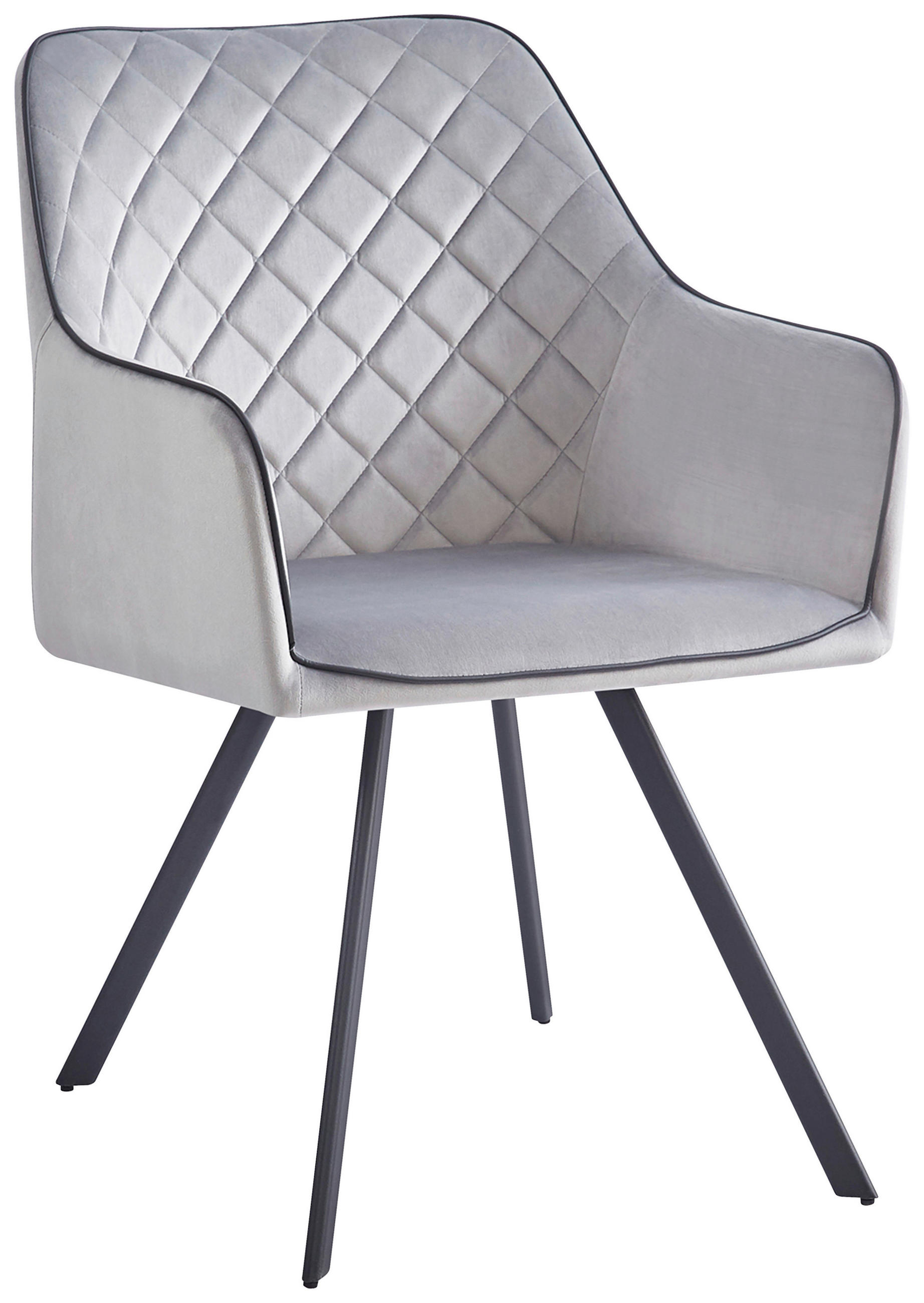 MID.YOU STOLIČKA S PODRÚČKAMI, zamat, sivá