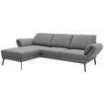 ECKSOFA  in Flachgewebe Hellgrau Armteilverstellung, Relaxfunktion, Drehsitzfunktion  175-224/255-365 cm  - Hellgrau/Schwarz, Design, Textil/Metall (175-224/255-365cm) - Dieter Knoll