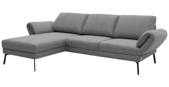 ECKSOFA  in Flachgewebe Hellgrau Armteilverstellung, Relaxfunktion, Drehsitzfunktion  175-224/255-365 cm  - Hellgrau/Schwarz, Design, Textil/Metall (175-224/255-365cm) - Dieter Knoll