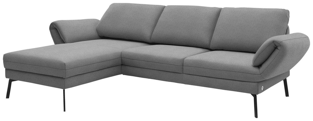 ECKSOFA  in Flachgewebe Hellgrau  175-224/255-365 cm  - Hellgrau/Schwarz, Design, Textil/Metall (175-224/255-365cm) - Dieter Knoll