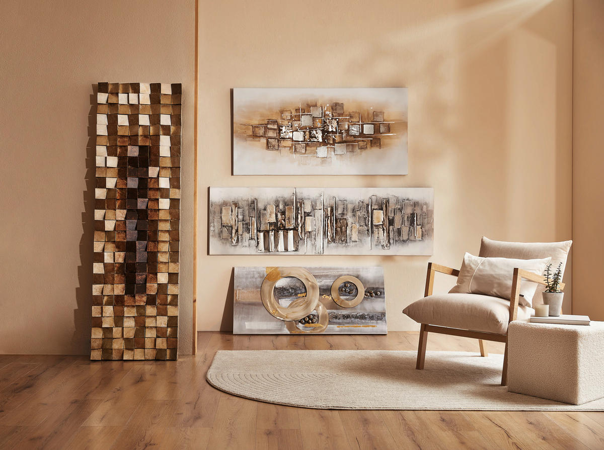 OBJEKTBILD Abstraktes 180/55 cm  - Silberfarben/Goldfarben, Design, Holz/Kunststoff (180/55cm) - Monee