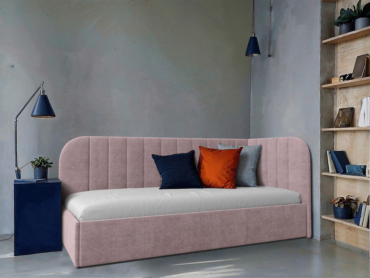 POLSTERBETT 90/200 cm, inkl. Lattenrost, Bettkasten,  in Rosa  - Schwarz/Rosa, MODERN, Holz/Holzwerkstoff (90/200cm) - MID.YOU