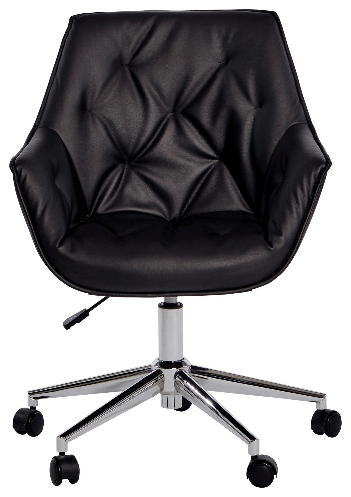 DREHSTUHL  in Lederlook Schwarz, Chromfarben  - Chromfarben/Schwarz, Modern, Kunststoff/Textil (61/61/84cm) - Livetastic