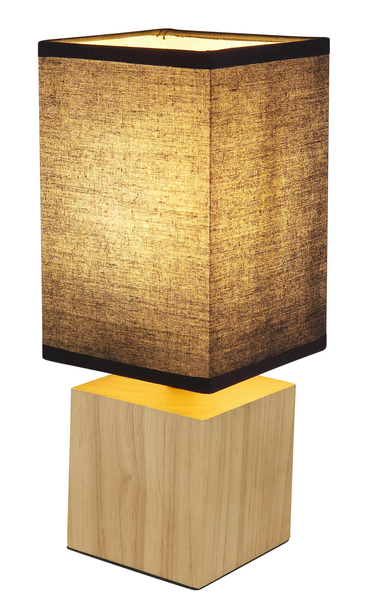 TISCHLEUCHTE 12/12/30 cm   - Schwarz/Naturfarben, Design, Holz/Kunststoff (12/12/30cm) - Novel