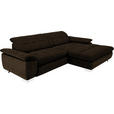 ECKSOFA in Mikrofaser Dunkelbraun  - Chromfarben/Dunkelbraun, Design, Textil/Metall (265/180cm) - Carryhome