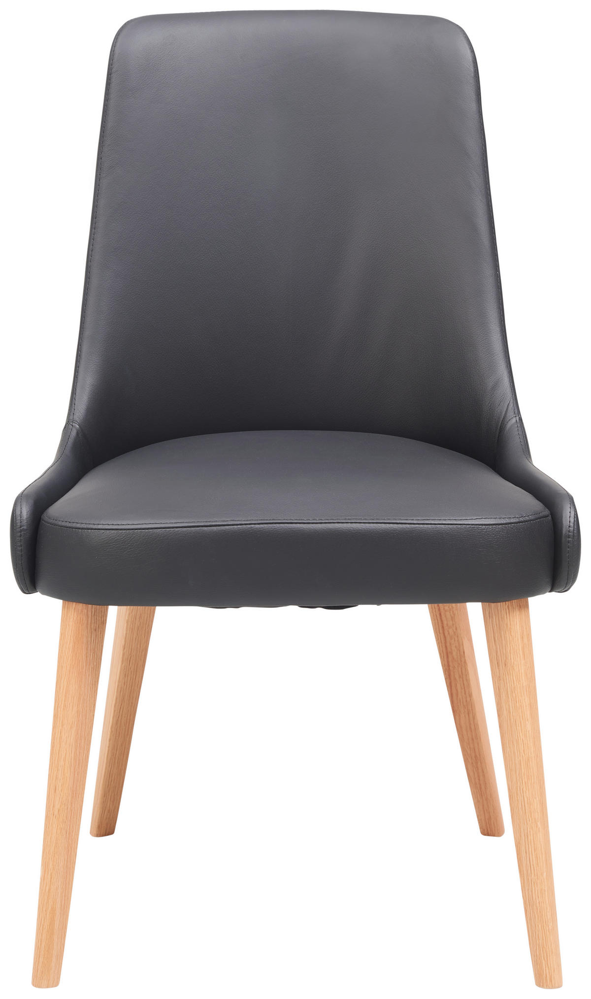STUHL  in Echtleder pigmentiert Holz, Leder  - Schwarz, KONVENTIONELL, Leder/Holz (56/91/62cm) - Livetastic