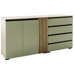SIDEBOARD Wildeiche, Schilfgrün  187/92/45 cm  - Schilfgrün/Wildeiche, Design, Holz/Holzwerkstoff (187/92/45cm) - Moderano