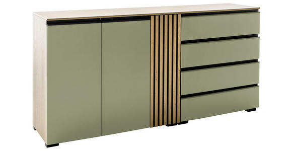 SIDEBOARD Wildeiche, Schilfgrün 187/92/45 cm - Schilfgrün/Wildeiche, Design, Holz/Holzwerkstoff (187/92/45cm) - Moderano