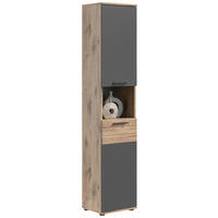 HOCHSCHRANK 37/190/34 cm  - Eichefarben/Schwarz, MODERN, Holzwerkstoff/Kunststoff (37/190/34cm) - MID.YOU