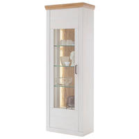 Vitrină, alb, culoare lemn stejar  - alb/culoare lemn stejar, Design, plastic/sticlă (71/205/40cm) - Landscape