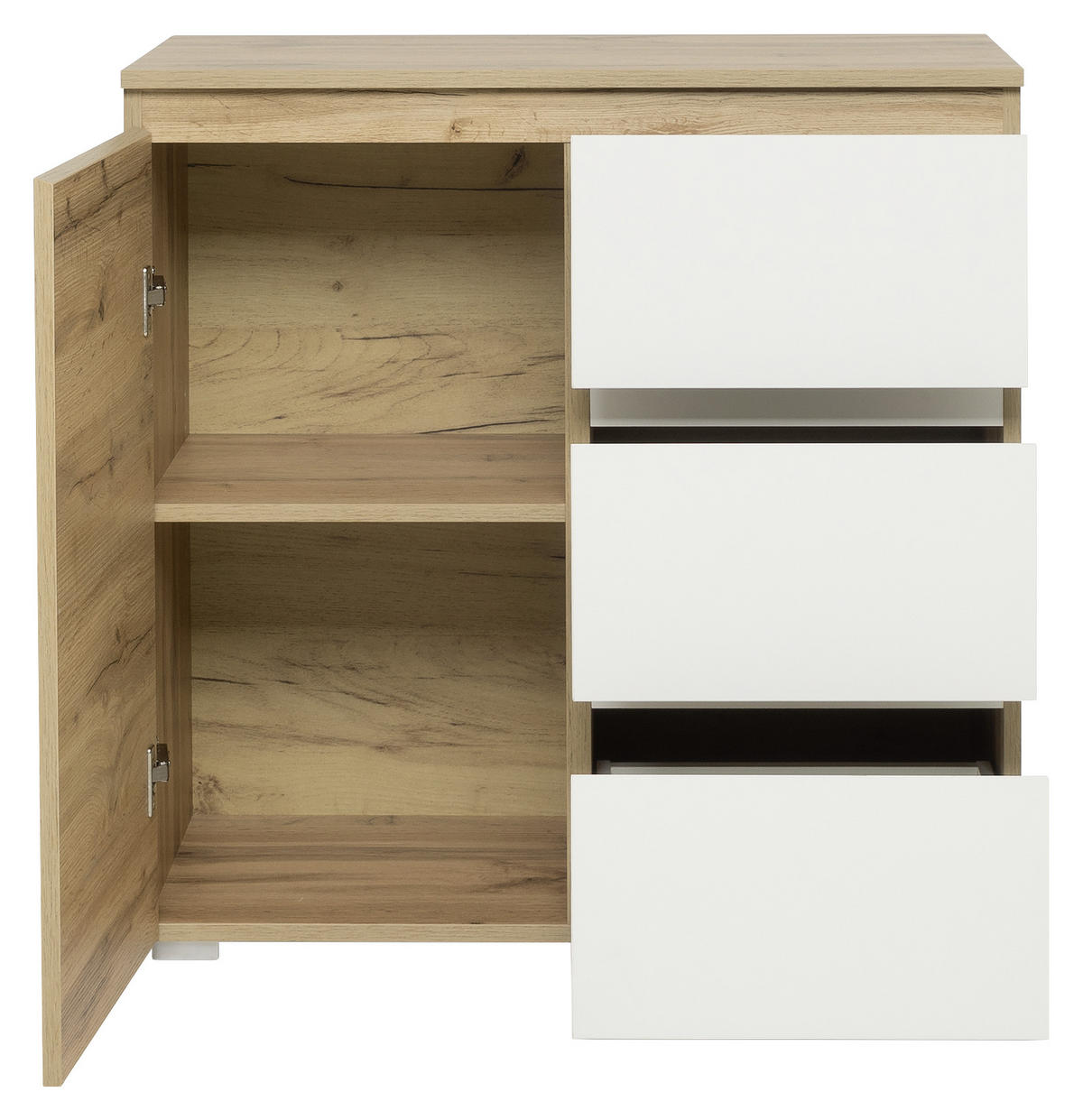 KOMODA  80/80/40 cm  bela, boja hrasta  - boja hrasta/bela, Konvencionalno, pločasti materijal (80/80/40cm) - Carryhome