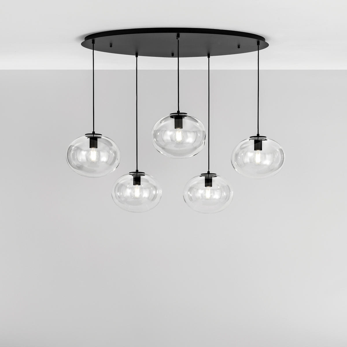 HÄNGELEUCHTE 119,5/78,5/150 cm  - Transparent/Schwarz, Trend, Glas/Metall (119,5/78,5/150cm)