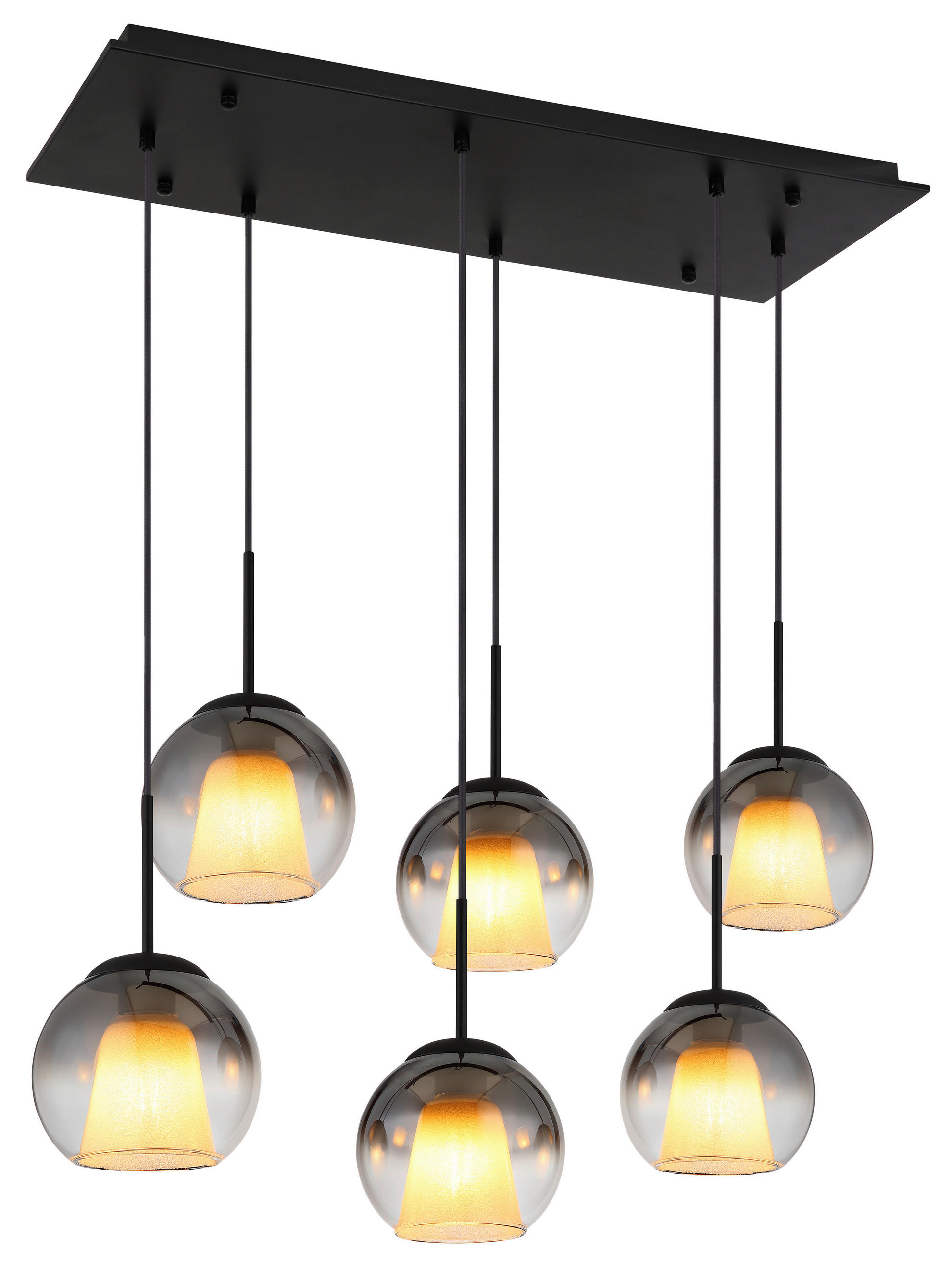 HÄNGLAMPA BARRY 90/38/120 cm  - klar/grå, Basics, metall/glas (90/38/120cm) - Globo