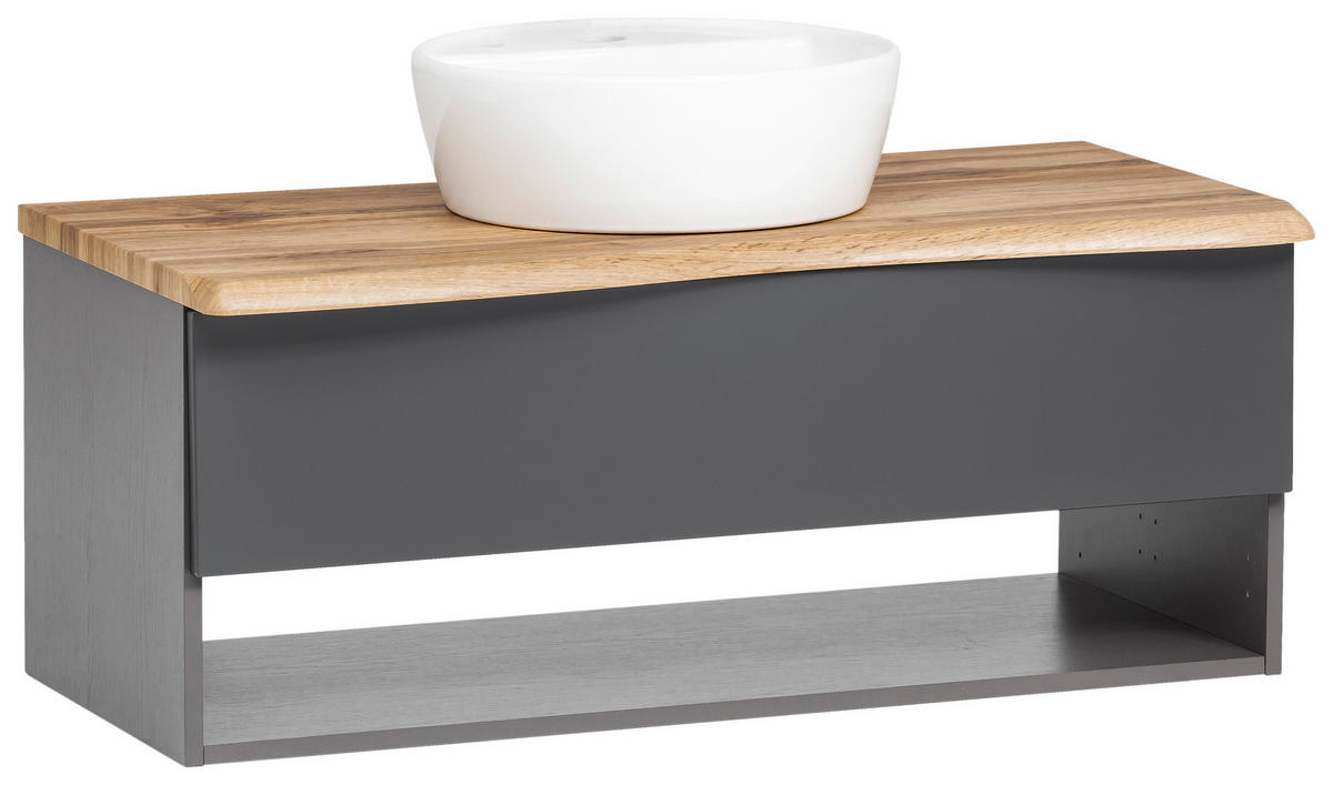 WASCHTISCHKOMBI 101 cm  - Graphitfarben/Grau, Natur, Holzwerkstoff (101cm) - Xora