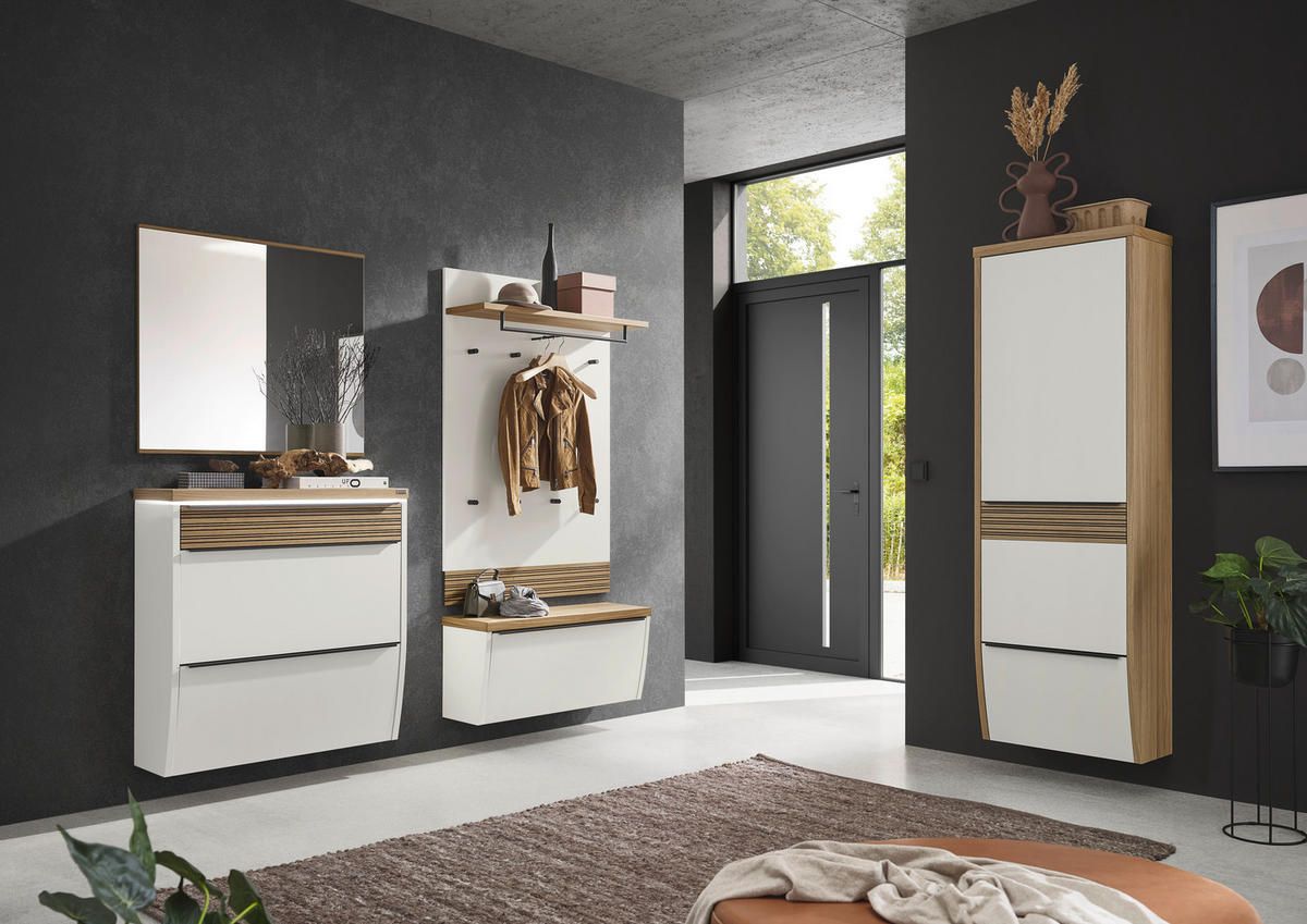 WANDSPIEGEL 89/90/2 cm    in rechteckig  - Klar/Eiche Bianco, Design, Glas/Holzwerkstoff (89/90/2cm) - Dieter Knoll