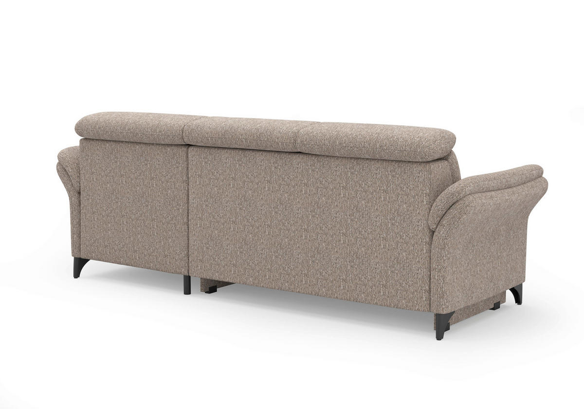 ECKSOFA GLENDALE E in Chenille Cappuccino  253/166 cm  - Schwarz/Cappuccino, KONVENTIONELL, Textil/Metall (253/166cm) - Sit & More
