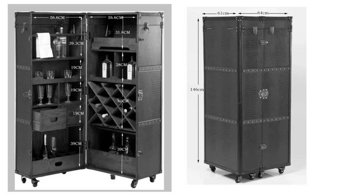 BARSCHRANK Esche, Recyclingholz furniert Braun, Hellbraun  - Hellbraun/Braun, Natur, Holz/Kunststoff (64/145/60cm) - Kare-Design