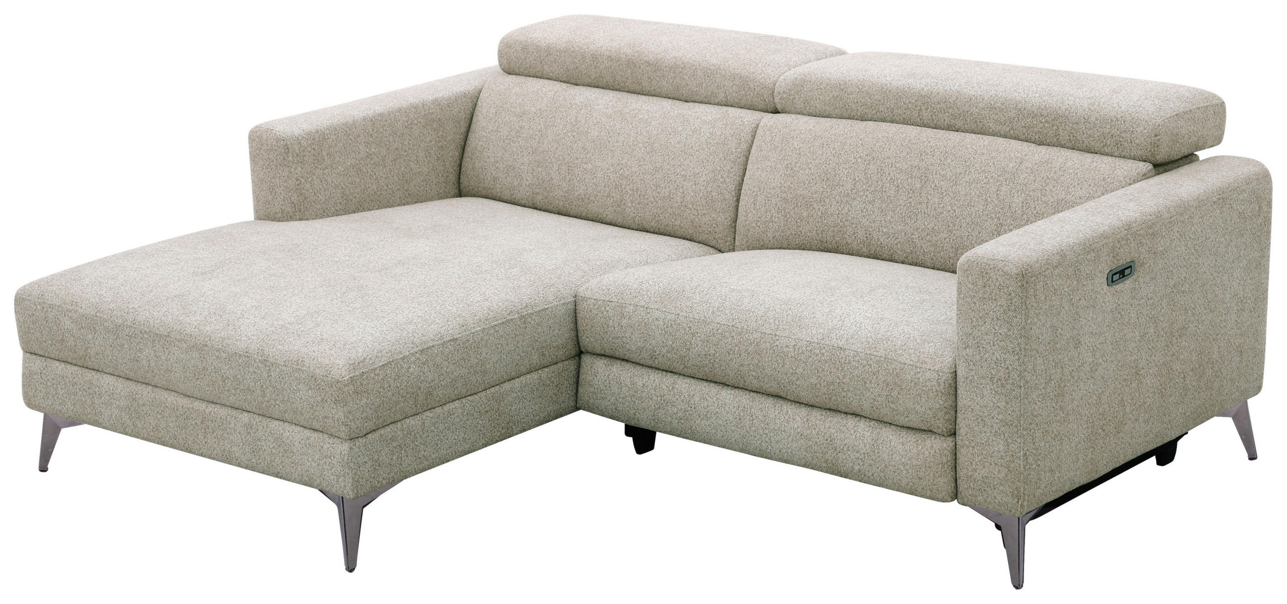 ECKSOFA Beigebraun Chenille  - Chromfarben/Beigebraun, Design, Textil/Metall (173/218cm) - Carryhome
