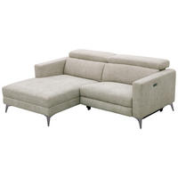 ECKSOFA Beigebraun Chenille  - Chromfarben/Beigebraun, Design, Textil/Metall (173/218cm) - Carryhome