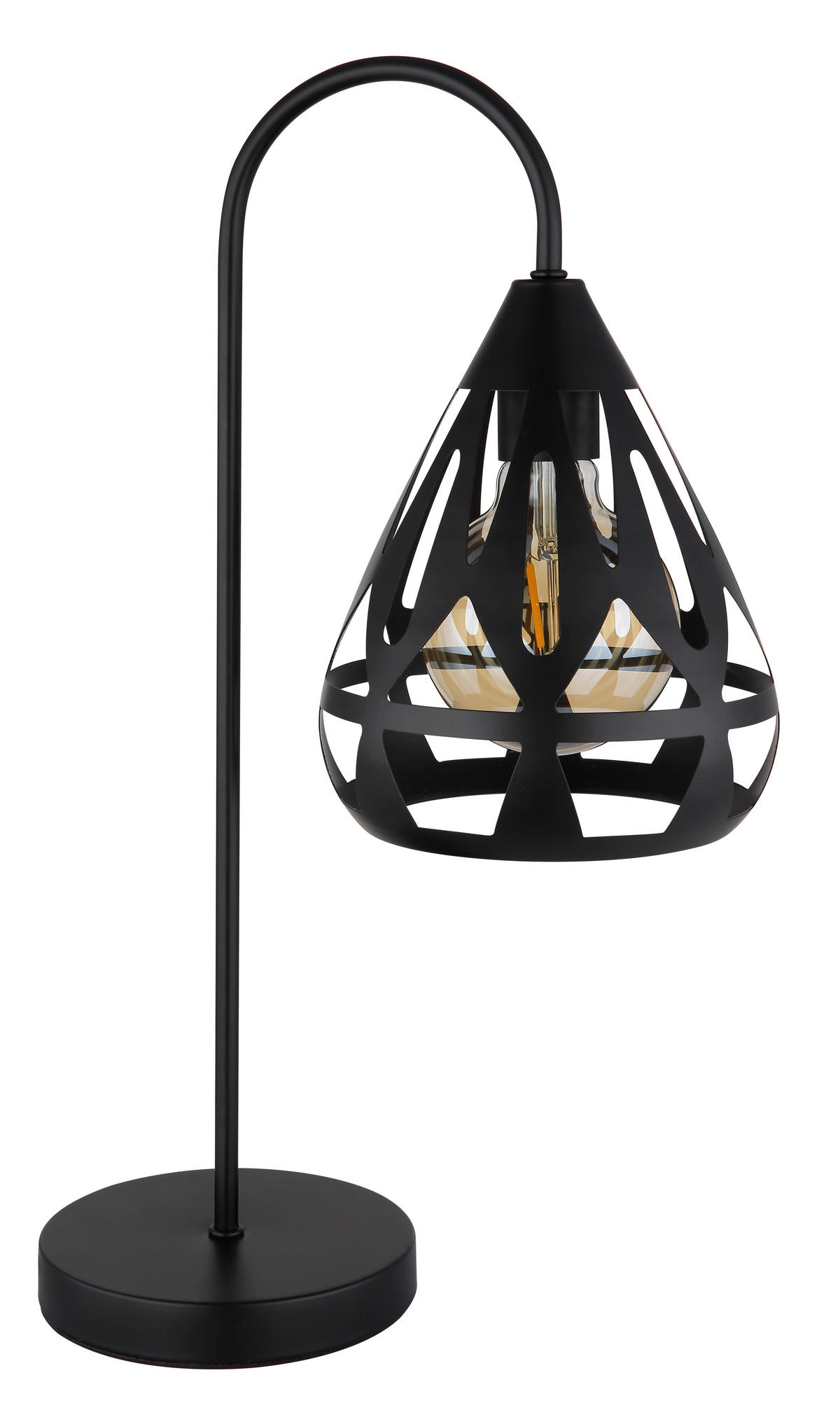 TISCHLEUCHTE 28/17/48 cm   - Schwarz, Design, Kunststoff/Metall (28/17/48cm) - Globo