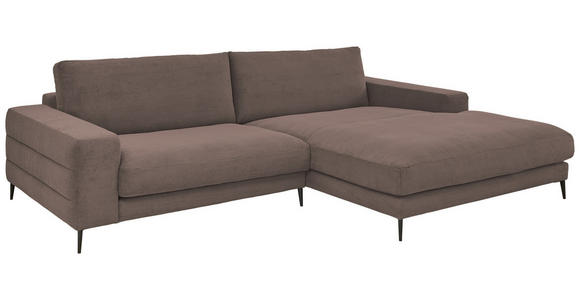 ECKSOFA in Feincord Taupe  - Taupe/Schwarz, Design, Textil/Metall (293/207cm) - Dieter Knoll