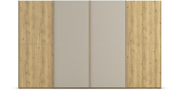 SCHWEBETÜRENSCHRANK 360/223/68 cm 4-türig Eichefarben, Fango  - Fango/Eichefarben, Design, Glas/Holz (360/223/68cm) - Novel