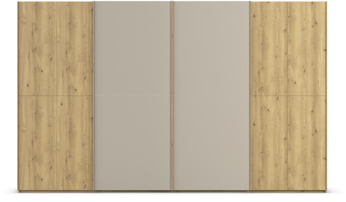 SCHWEBETÜRENSCHRANK 360/223/68 cm 4-türig Eichefarben, Fango  - Fango/Eichefarben, Design, Glas/Holz (360/223/68cm) - Novel