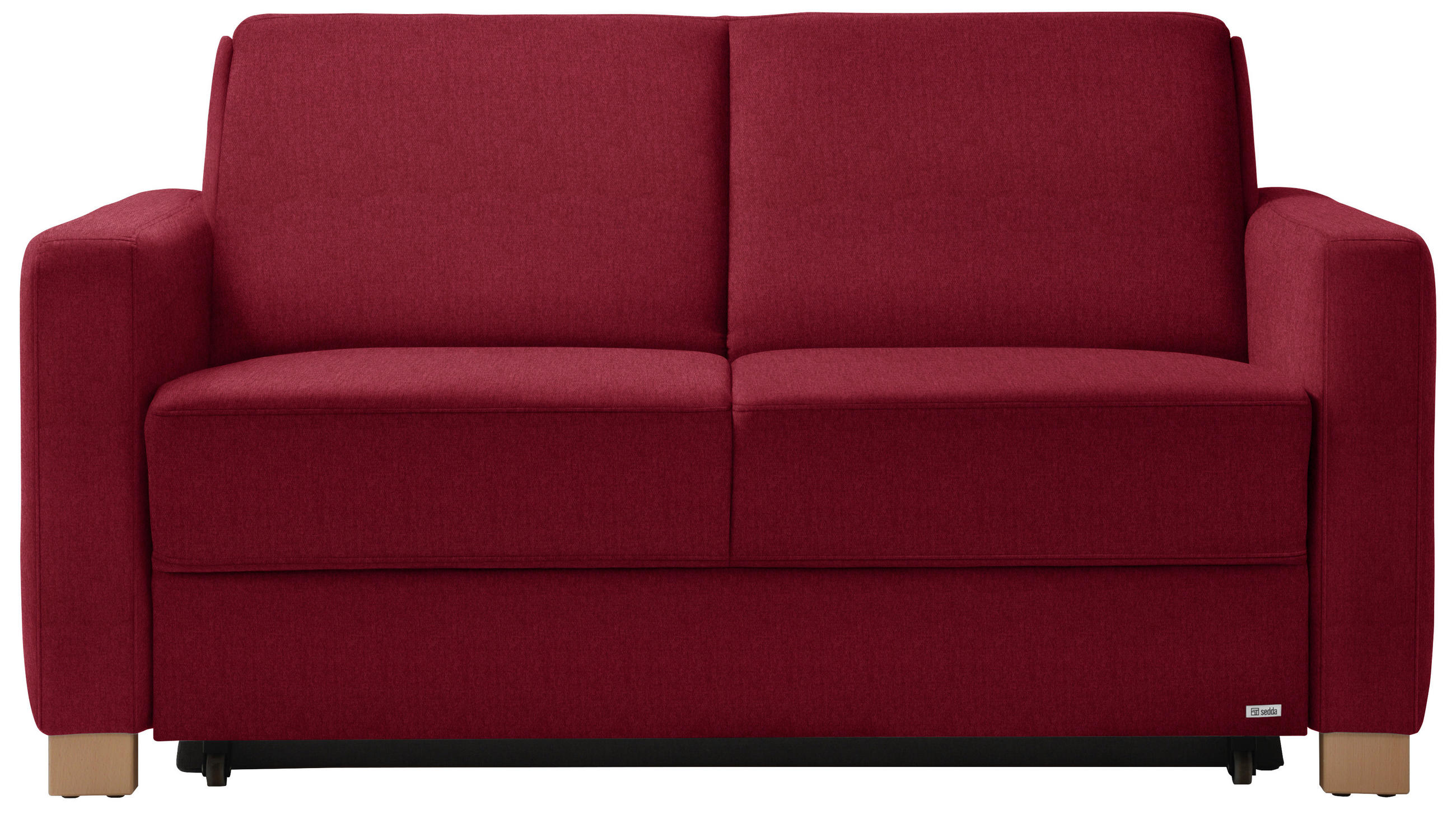 SCHLAFSOFA in Textil Rot  - Rot/Naturfarben, Konventionell, Holz/Textil (160/86/92cm) - Sedda