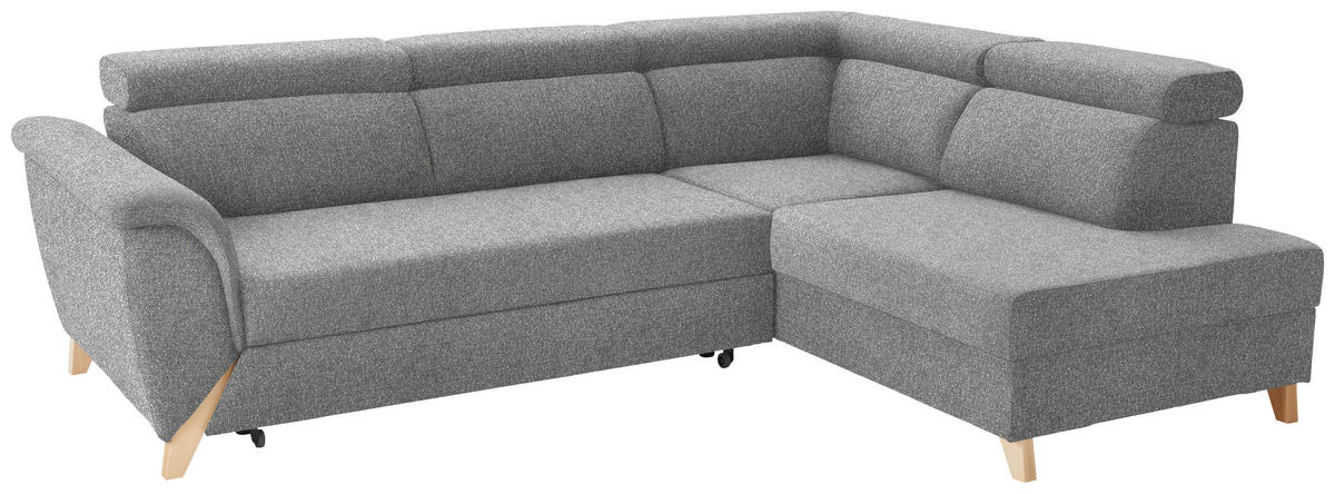 ECKSOFA  in Bouclé Grau  265/200 cm  - Naturfarben/Grau, KONVENTIONELL, Holz/Textil (265/200cm) - Stylife