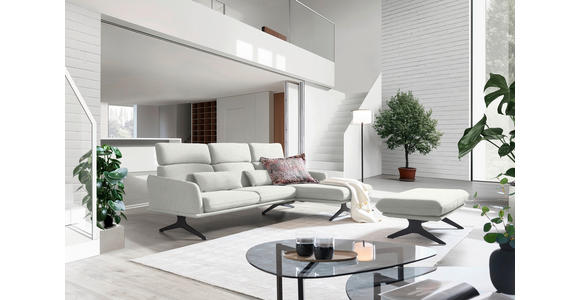 ECKSOFA in Flachgewebe Weiß 259/152 cm - Schwarz/Weiß, Design, Textil/Metall (259/152cm) - Dieter Knoll