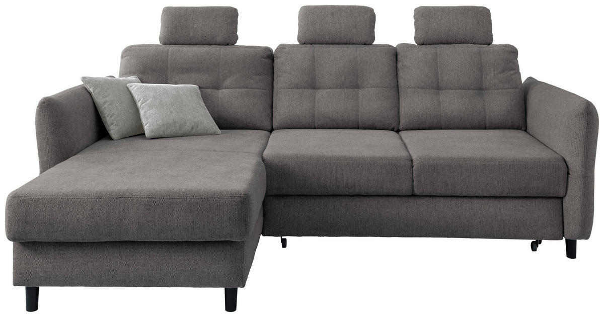 ECKSOFA in Chenille Graubraun  - Graubraun/Hellgrau, Modern, Holz/Textil (176/250-280cm) - Livetastic