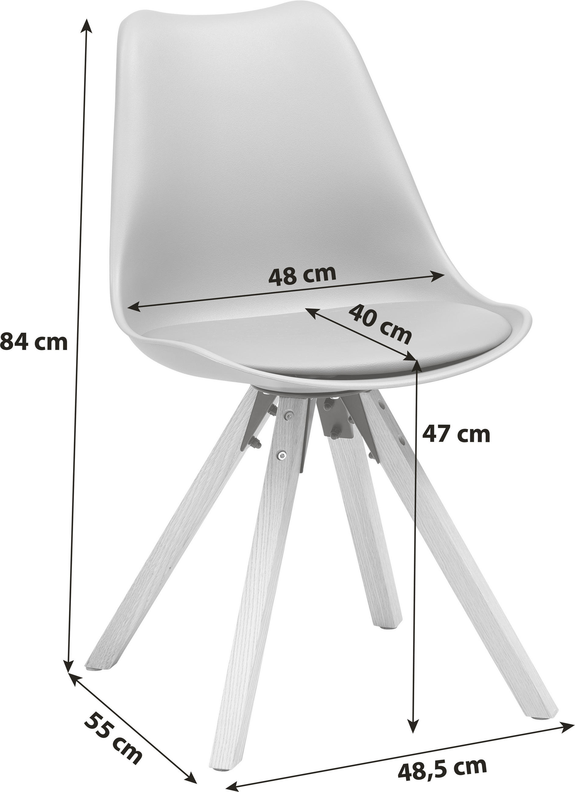 Thumbnail - Mid.you Stuhl, Weiß, Holz, Kunststoff, Textil, Eiche, massiv, eckig, 48.5x84x55 cm, Esszimmer, Stühle, Esszimmerstühle, ...