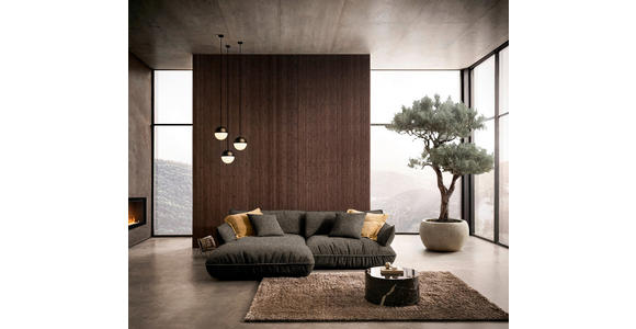 ECKSOFA  in Flachgewebe Dunkelbraun  185/264 cm  - Dunkelbraun/Schwarz, Design, Kunststoff/Textil (185/264cm) - Belluti