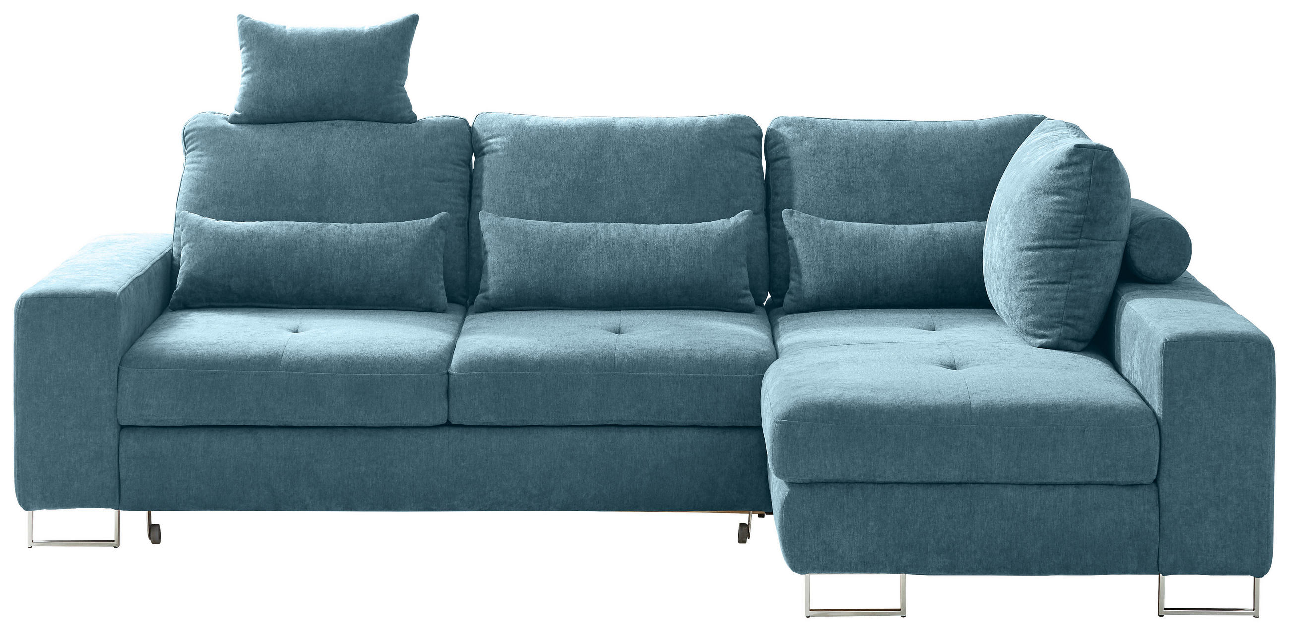 ECKSOFA in Flachgewebe Türkis  - Türkis, Design, Textil/Metall (260/188cm) - Hom`in