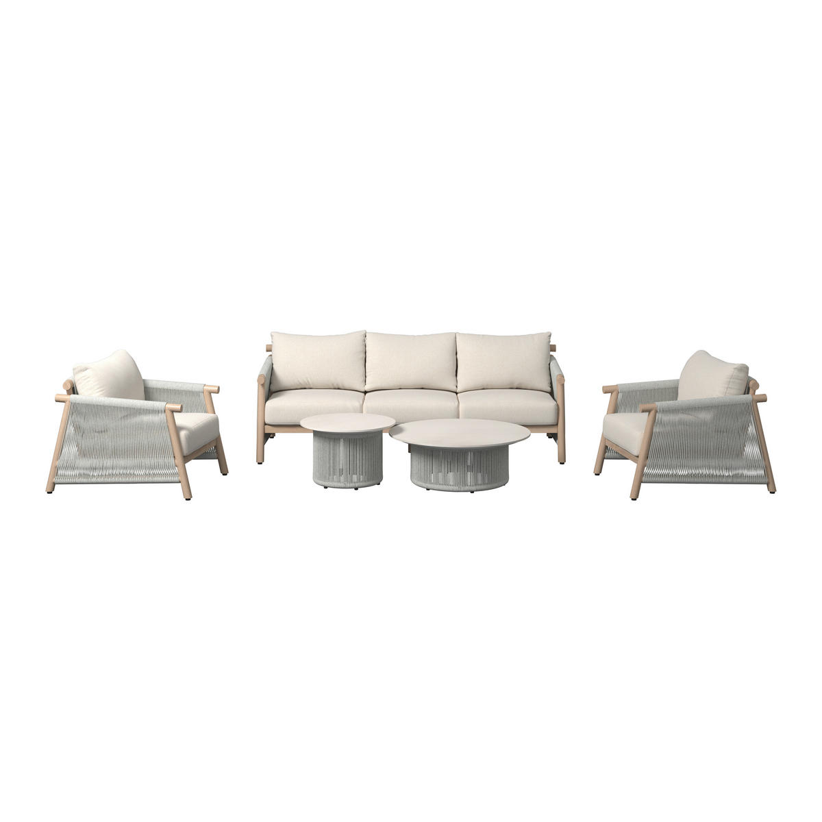 KERTI BÚTORSZETT 5 részes  - Pezsgő/fehér, Design, textil/fém - Amatio