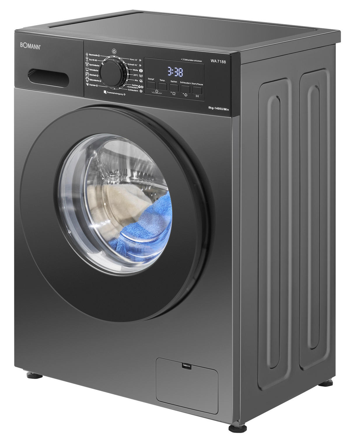 WASCHMASCHINE WA 7188  - Titanfarben, Trend, Metall (59,5/85,0/48,0cm) - Bomann