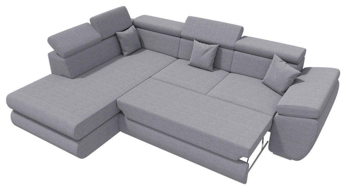 ECKSOFA Dunkelgrau Struktur  - Chromfarben/Dunkelgrau, KONVENTIONELL, Kunststoff/Textil (205/282cm) - Carryhome