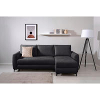 ECKSOFA Moli Schwarz Mikrofaser  - Schwarz, Design, Textil/Metall (236/148cm) - MID.YOU