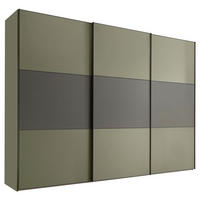 SCHWEBETÜRENSCHRANK 280/222/68 cm 3-türig Anthrazit, Salbeigrün  - Salbeigrün/Anthrazit, Design, Holzwerkstoff/Metall (280/222/68cm) - Moderano