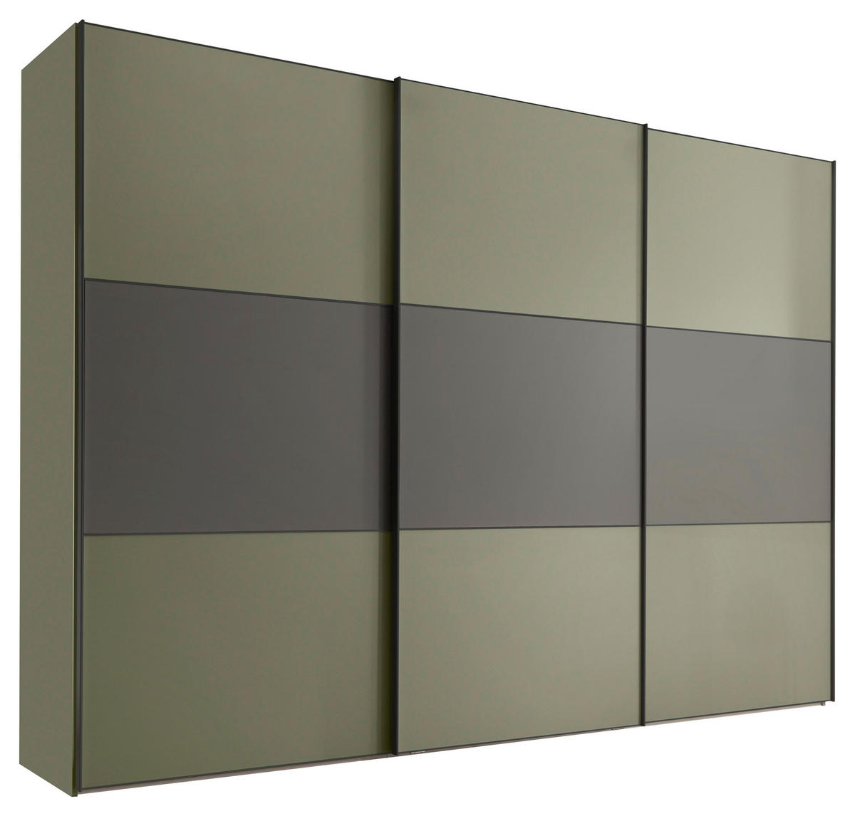 SCHWEBETÜRENSCHRANK 280/222/68 cm 3-türig Anthrazit, Salbeigrün  - Salbeigrün/Anthrazit, Design, Holzwerkstoff/Metall (280/222/68cm) - Moderano