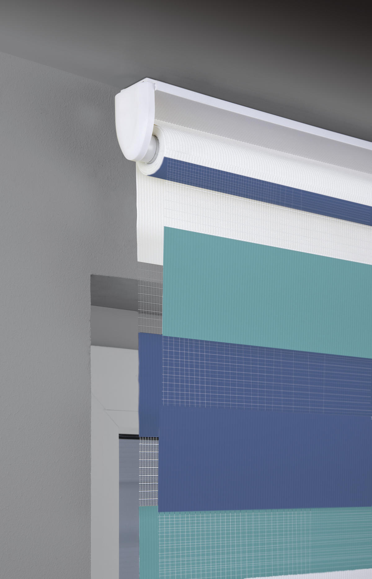 DOPPELROLLO    80/210 cm   - Blau/Weiß, Basics, Textil (80/210cm)