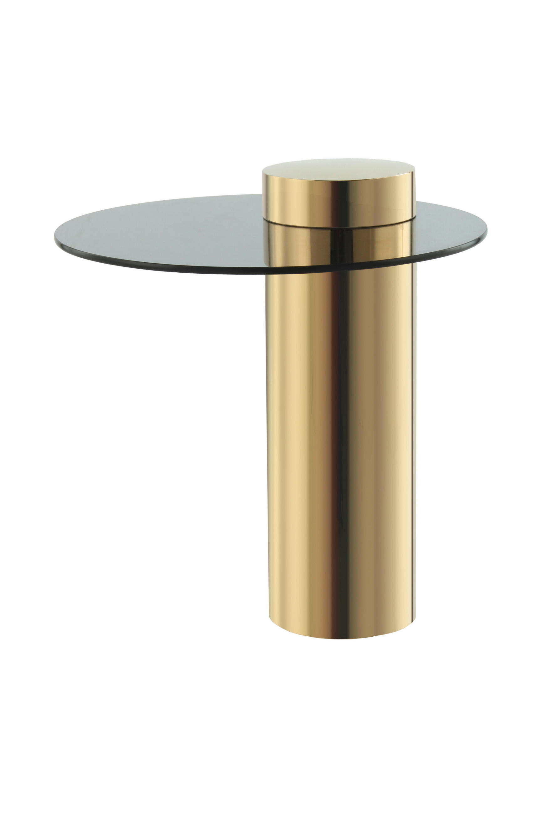 BEISTELLTISCH 46/46/52 cm Grau, Goldfarben rund  - Goldfarben/Grau, Design, Glas/Metall (46/46/52cm) - Kayoom