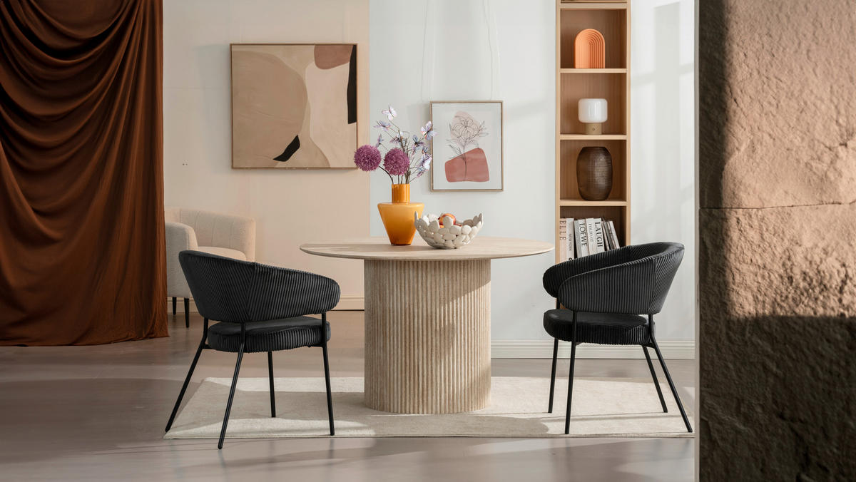 ARMLEHNSTUHL  in Eisen Cord  - Schwarz, LIFESTYLE, Holz/Textil (60/81/60cm) - Livetastic