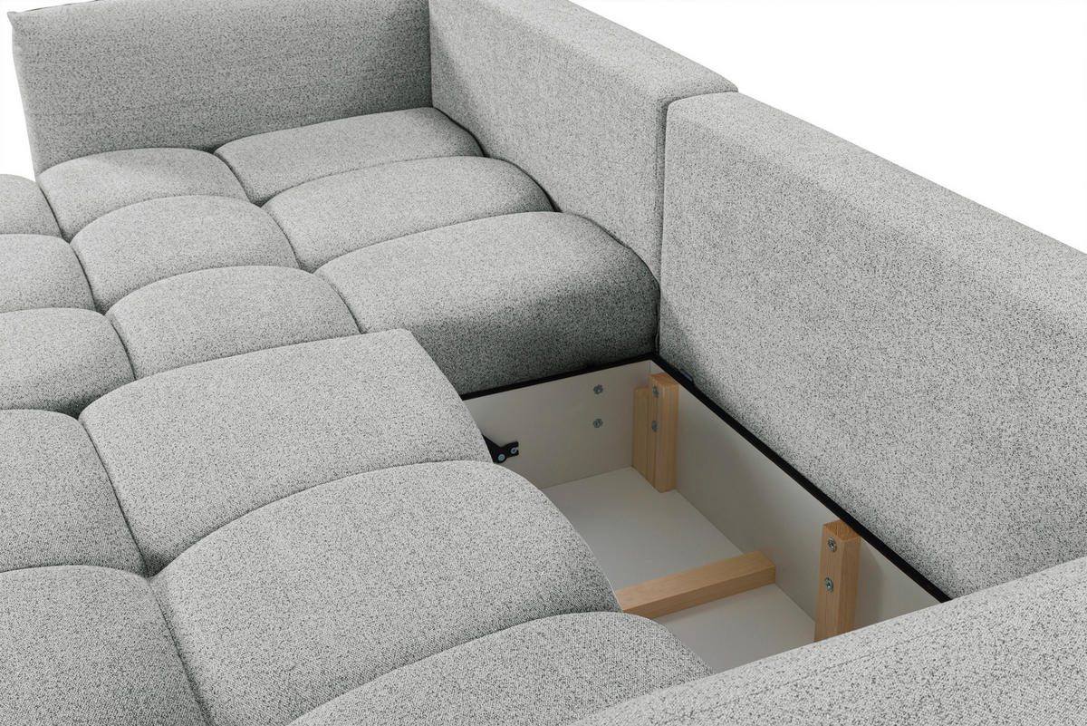 ROHOVÁ ROZKLÁDACÍ POHOVKA, plast, textil, kompozitní dřevo, šedobéžová - černá/šedobéžová, Konvenční, kompozitní dřevo/textil (273/188cm) - Livetastic