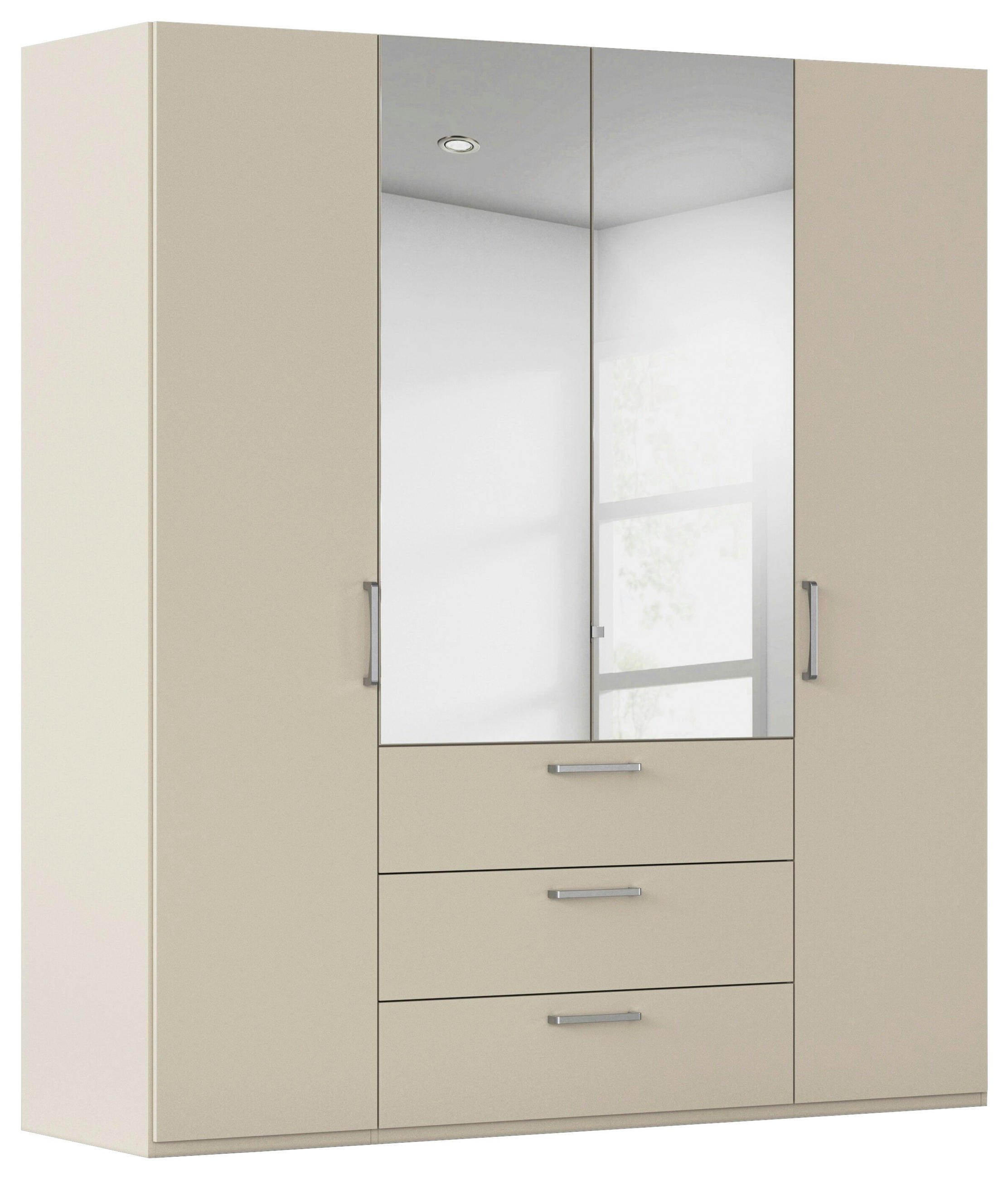 DREHTÜRENSCHRANK 201/235/61 cm,  in Champagner, 4-türig  - Chromfarben/Edelstahlfarben, Basics, Glas/Holzwerkstoff (201/235/61cm) - Novel