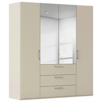 DREHTÜRENSCHRANK 201/223/61 cm,  in Champagner, 4-türig  - Chromfarben/Edelstahlfarben, Basics, Glas/Holzwerkstoff (201/223/61cm) - Novel