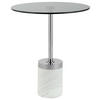 BEISTELLTISCH in Metall, Glas, Stein 46/46/53 cm  - Graphitfarben/Weiß, Design, Glas/Stein (46/46/53cm) - Kayoom