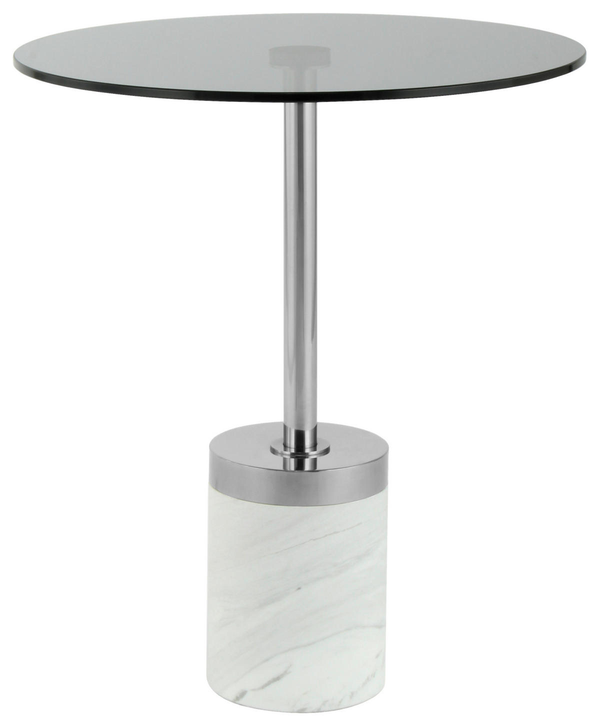 BEISTELLTISCH 46/46/53 cm Graphitfarben, Weiß rund  - Graphitfarben/Weiß, Design, Glas/Stein (46/46/53cm) - Kayoom