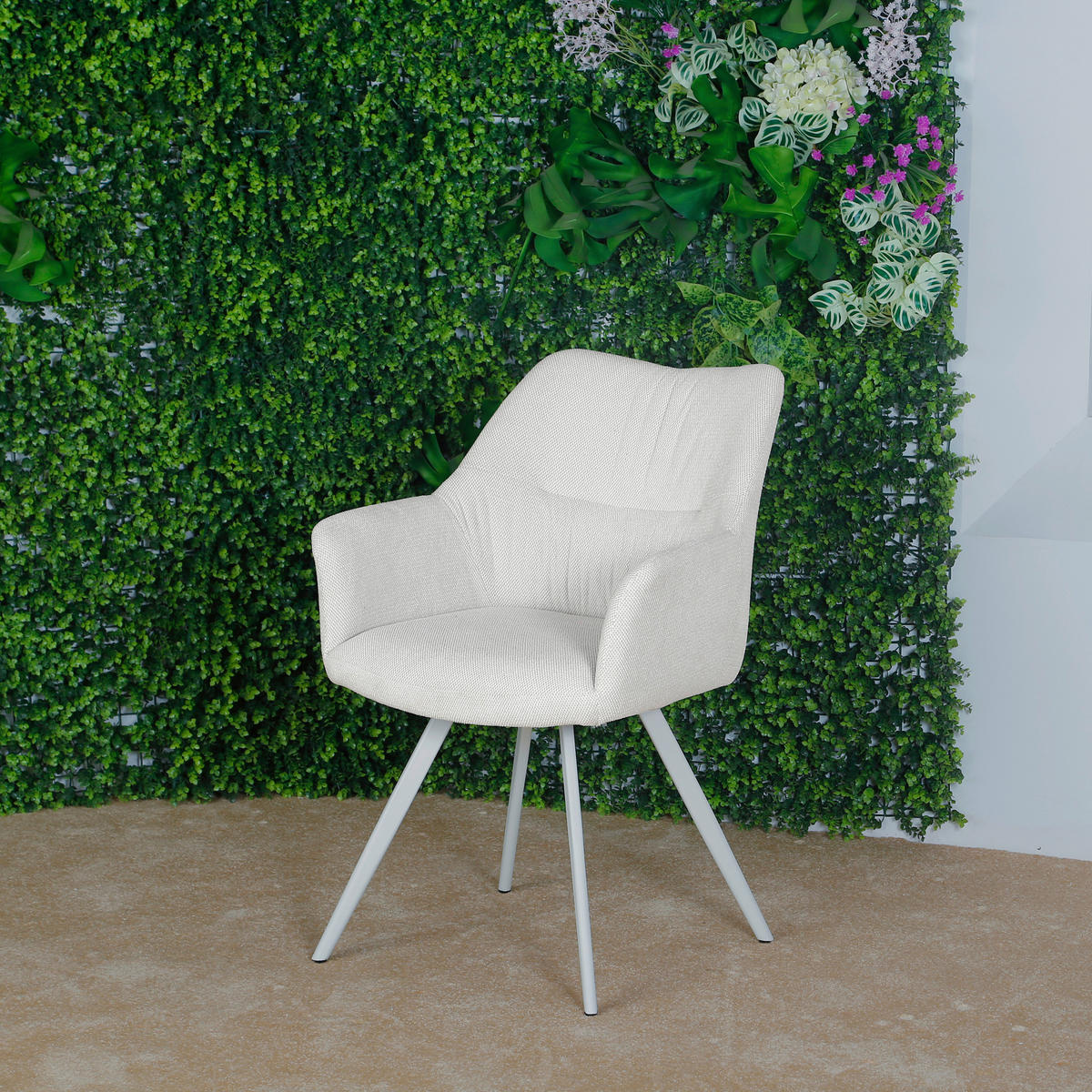 NASLANJAČ, kovina, tekstil bež  - bež, Design, kovina/tekstil (58/86/62,5cm) - Carryhome